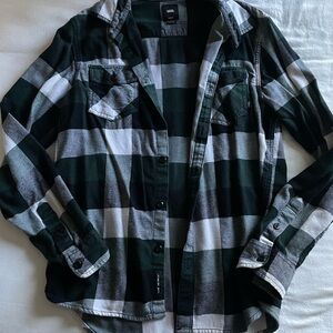 Vans Men's Casual Green and Black Checkered Shirt